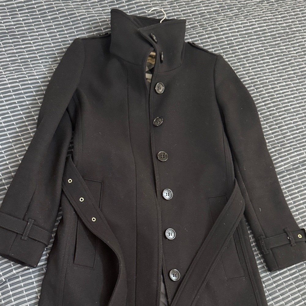 Burberry Black and Beige Checkered Coat